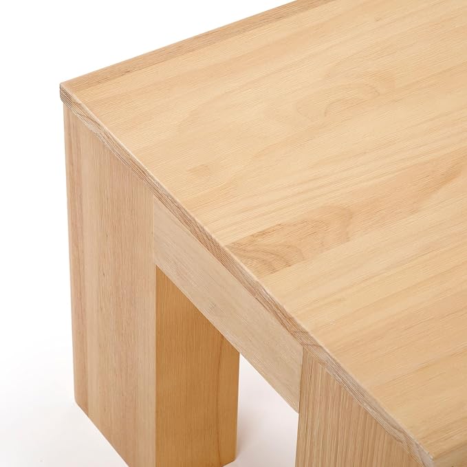 Plank+Beam Modern Rectangular Coffee Table, Solid Wood, 40 Inch, Rectangle Coffee Table for Living Room, Mini Center Tables for Small Spaces, Small Living Space Tea Table, Blonde Wirebrush - LeafyLoom