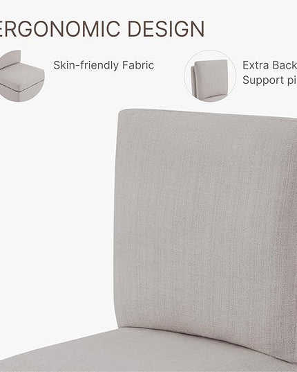 Upholstered Dining Chair with Casters Armless Modern Rolling Design for Diningroom Bedroom Livingroom Reading Room, Set of 2, Linen - LeafyLoom