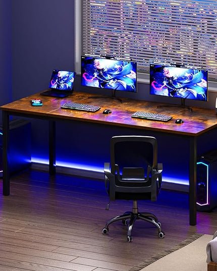 Need Large Computer Desk 70.8 x 31.5 inches Conference Table Large Office Desk Writing Table Workstation for Home Office,Rustic Brown & Black 10FJGSAC3-180FG-ND - LeafyLoom