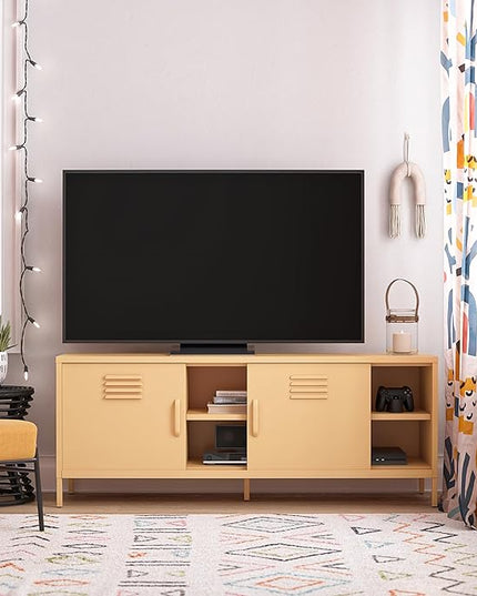 Novogratz Cache Metal Locker-Style TV Stand for TVs up to 65", Yellow - LeafyLoom