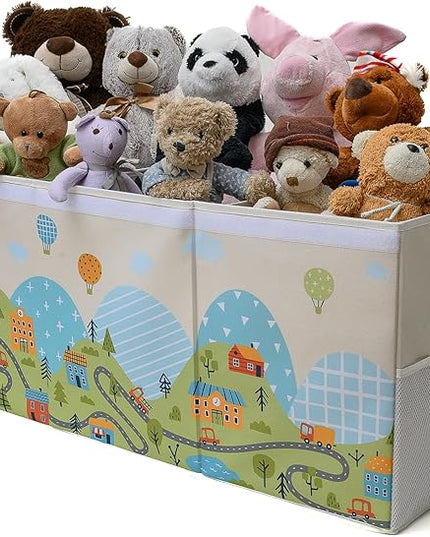 Extra Large Toy Storage Organizer with Lid - Sturdy, Collapsible Toy Chest Storage Box with Cute Design - Toys Bin with Dividers for Kids, Boys, Girls, Nursery, Bedroom, Play room 37"x16"x14" - LeafyLoom