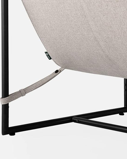 ZINUS Aidan Sling Accent Chair / Metal Framed Armchair with Shredded Foam Cushioning, Oatmeal - LeafyLoom