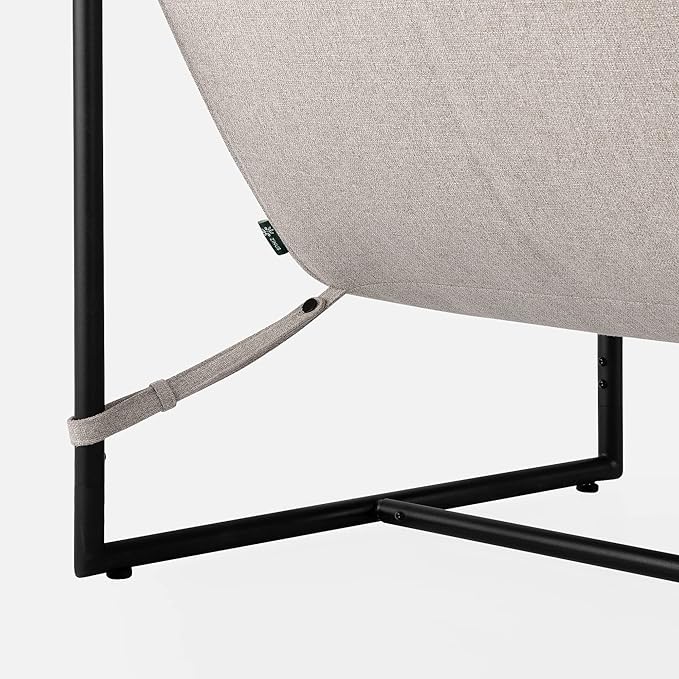 ZINUS Aidan Sling Accent Chair / Metal Framed Armchair with Shredded Foam Cushioning, Oatmeal - LeafyLoom