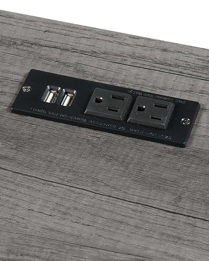 Convenience Concepts Designs2Go Trestle Desk with Charging Station and Shelves, Charcoal Gray - LeafyLoom