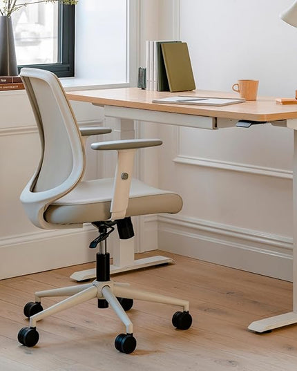 Branch Daily Chair - Vegan Leather Office Chair with Swivel, Lumbar Rest, and Adjustable Armrests - Comfortable Seating for Improved Posture and Productivity - Limestone - LeafyLoom