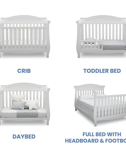 Delta Children Lancaster 4-in-1 Convertible Baby Crib, Bianca White - LeafyLoom