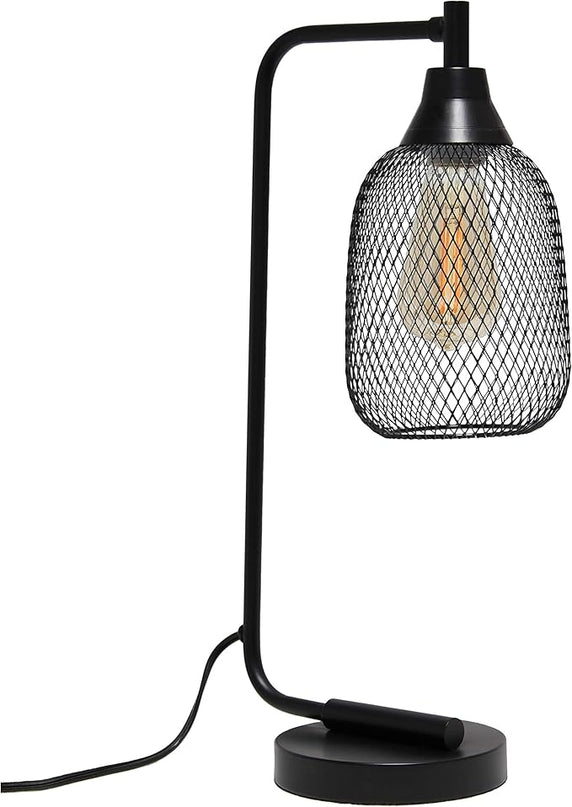 Elegant Designs LD1060-BLK Mesh Wire Table Lamp, Matte Black - LeafyLoom