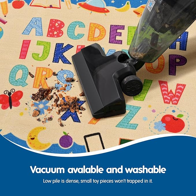 Booooom Jackson Vibrant Classroom Rug Alphabet Rug for Kids Learning and Play,ABC Rug for Kids Room Playroom Nursery,Reading Rug,Baby Toddlers Non Slip Kids Rug,Rainbow Rug,Colorful ABC Carpet Rug - LeafyLoom