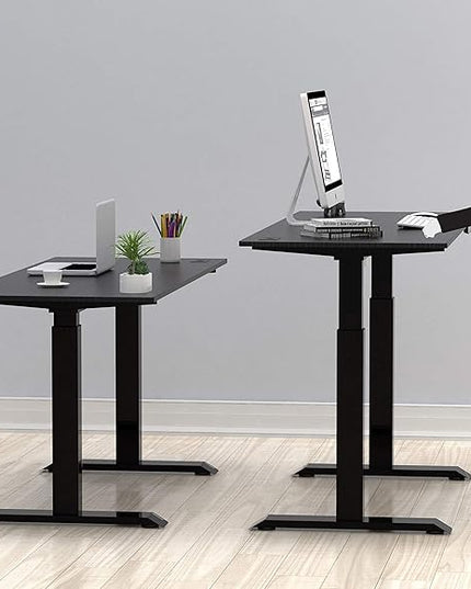 SHW Memory Preset Electric Height Adjustable Standing Desk, 48 x 24 Inches, Black - LeafyLoom