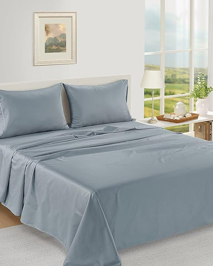 LANE LINEN 100% Egyptian Cotton Bed Sheets - 1000 Thread Count 3-Piece Twin XL Set Long Staple Bedding Sateen Weave Luxury Hotel Fits Upto 16" Mattress French Blue - LeafyLoom