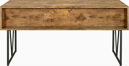 Coaster Home Furnishings Analiese Rustic 63-Inch 4-Drawer Home Office Computer Writing Desk Study Table with Storage Engineered Eco-Friendly Wood Look Laminate Sturdy Steel Base Rustic Nutmeg 800999 - LeafyLoom
