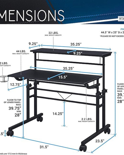 NicBex Laik-DW-00050-DX Desks, 35.25" W x 25" D x 28" H, Black - LeafyLoom