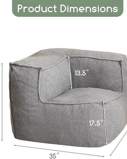 HIGOGOGO Modular Sectional Bean Bag Sofa Chair, Bean Bag Couch with Foam Chunk Filling, Removable & Washable Sherpa Cover, Floor Sofa for Family Living Room Bedroom, Type L - LeafyLoom