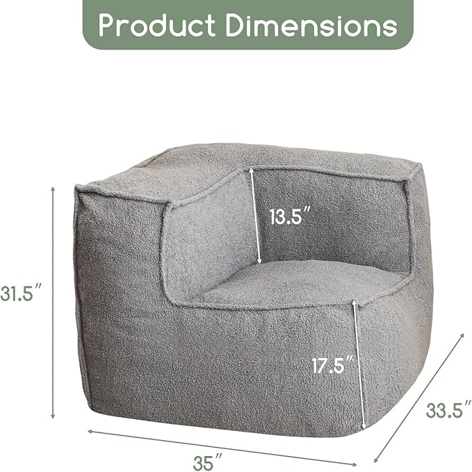 HIGOGOGO Modular Sectional Bean Bag Sofa Chair, Bean Bag Couch with Foam Chunk Filling, Removable & Washable Sherpa Cover, Floor Sofa for Family Living Room Bedroom, Type L - LeafyLoom