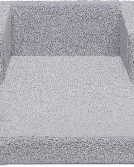 Delta Children Cozee Flip-Out Sherpa 2-in-1 Convertible Chair to Lounger for Kids, Grey - LeafyLoom