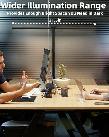 Otdair LED Desk Lamp for Home Office with Wireless Charger, 5 Modes 24W Double Head Flexible Gooseneck Eye-Caring Reading Study Light, Architect Light 5 Brightness Adjustable with Timer (Black) - LeafyLoom