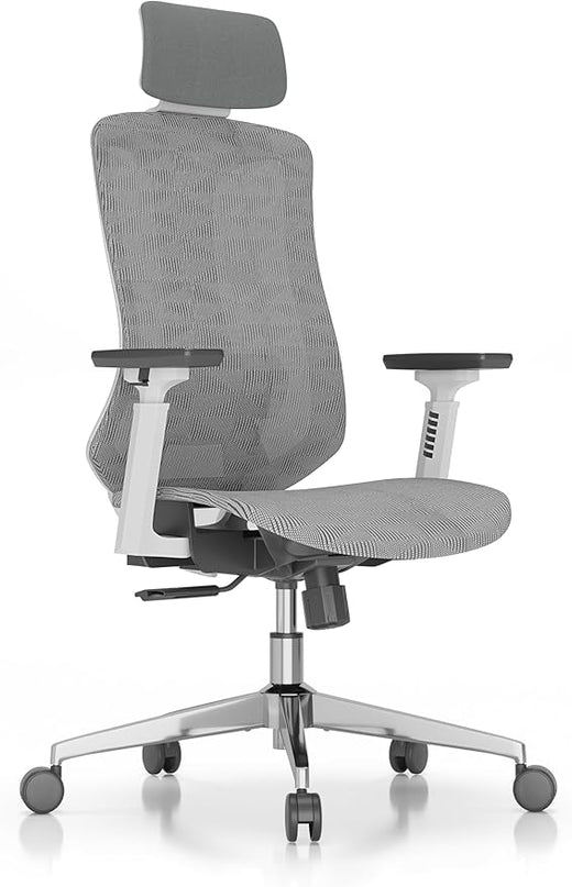 Ergonomic Mesh Office Chair, Computer Desk Chair with 3D Armrests, Adjustable Lumbar Cushion & Adjustable Headrest, High Back Home desk Chair with Tilt Function, Mesh Backrest & Seat - LeafyLoom