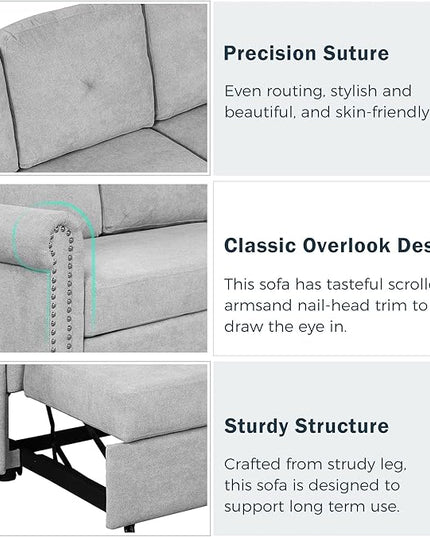 83'' L-Shape Convertible Sleeper Sectional Sofa with Storage Chaise and Pull-Out Bed, Velvet Upholstered Reversible Corner Couch w/Tufted Cushions, for Living Room, Apartment - LeafyLoom