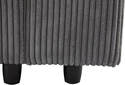 Morden Soft Corduroy Upholstered 3 Seater Sofa Couch with Removable Back Cushions and 5 Pillows for Living Room, Apartment, Office, 105", Gray-403 - LeafyLoom