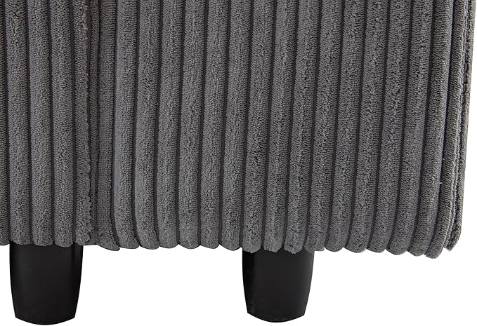 Morden Soft Corduroy Upholstered 3 Seater Sofa Couch with Removable Back Cushions and 5 Pillows for Living Room, Apartment, Office, 105", Gray-403 - LeafyLoom