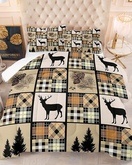NINENINE Camo Deer Comforter Sets American Flag Bedding Set,Queen Comforter Sets for Boys,Hunting Bedding Set for Kids,Teen Camouflage Bedding Sets with 1 Comforter 2Pillowcases - LeafyLoom
