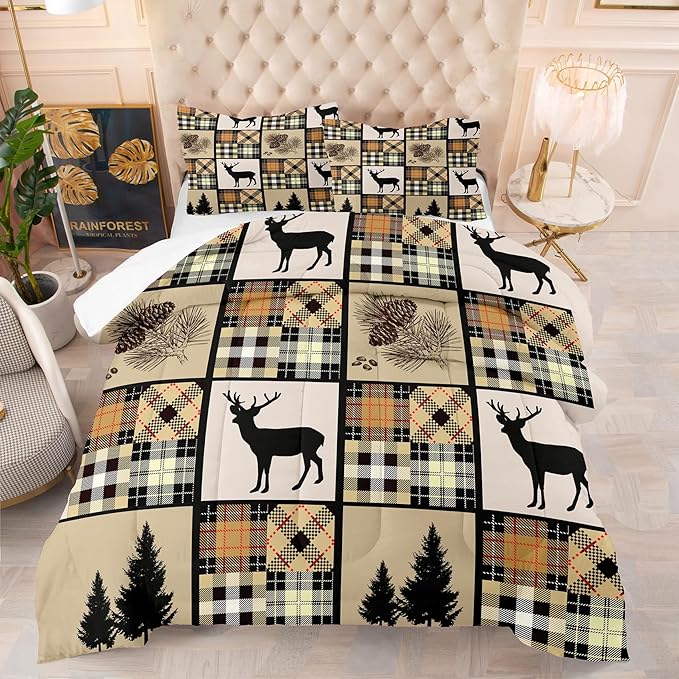 NINENINE Camo Deer Comforter Sets American Flag Bedding Set,Queen Comforter Sets for Boys,Hunting Bedding Set for Kids,Teen Camouflage Bedding Sets with 1 Comforter 2Pillowcases - LeafyLoom