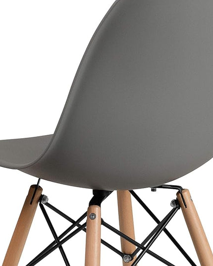 Flash Furniture Elon Series Moss Gray Plastic Chair with Wooden Legs - LeafyLoom