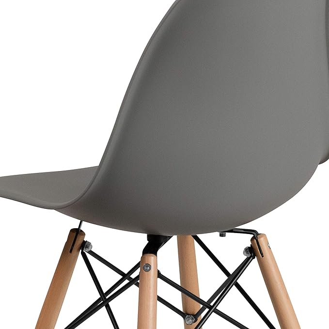 Flash Furniture Elon Series Moss Gray Plastic Chair with Wooden Legs - LeafyLoom