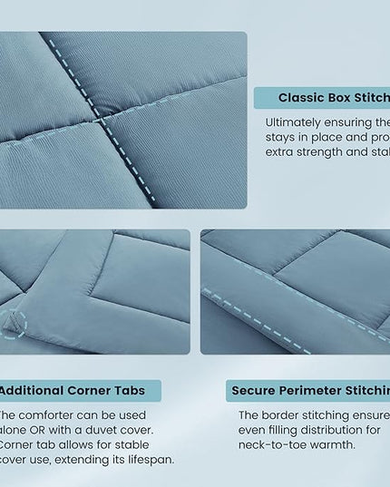 King Size Bed in a Bag 7 Pieces Comforter Set King, Wood Grain Texture Bedding Comforter Set Blue Bed Set with Comforter, Pillowcases, Flat Sheet, Fitted Sheet and Pillow Shams - LeafyLoom