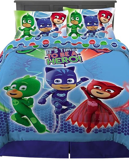 Franco Kids Bedding Super Soft Comforter and Sheet Set, 5 Piece Full Size, PJ Masks - LeafyLoom