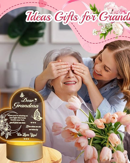 Linkax Grandma Birthday Gifts for Nana from Grandchildren, Grandma Gifts from Granddaughter Grandson, Birthday Gifts for Grandma Engraved Night Light, Mothers Day Thanksgiving Gifts for Nana Mimi - LeafyLoom