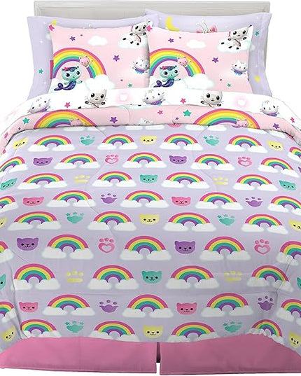 Franco Gabby's Dollhouse Kids Bedding Super Soft Comforter and Sheet Set with Sham, 7 Queen Size, (Official Licensed Product) - LeafyLoom