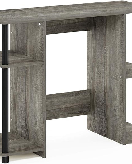 Furinno Jaya Computer Study Desk With Open Storage, French Oak Grey/Black - LeafyLoom