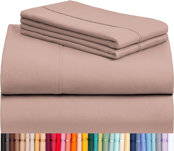 LuxClub Twin Sheets - Soft Twin Bed Sheets for Boys and Girls, 4 PC Deep Pockets 18" Eco Friendly Wrinkle Free Kids Fitted Sheets Machine Washable Hotel Bedding Silky Soft- Pearl Pink Twin - LeafyLoom