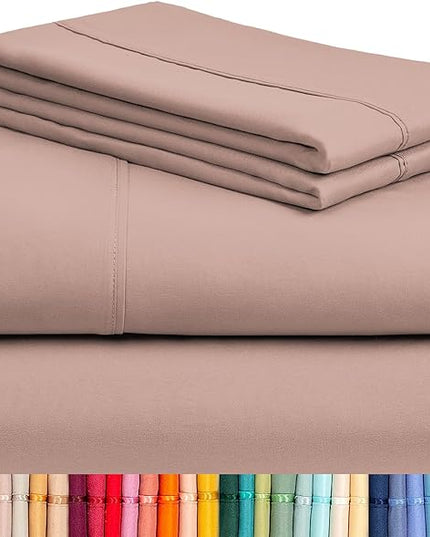 LuxClub Twin XL Sheets - Soft Twin Bed Sheets for-Boys-and-Girls-4 PC Deep Pockets 18" Eco Friendly Wrinkle Free-Kids-Fitted Sheets Machine Washable Hotel Bedding Silky Soft - Pearl Pink Twin XL - LeafyLoom