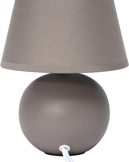 Simple Designs LT2008-GRY Mini Ceramic Globe Table Lamp with Matching Fabric Shade, Gray 5.51 x 5.51 x 8.66 - LeafyLoom