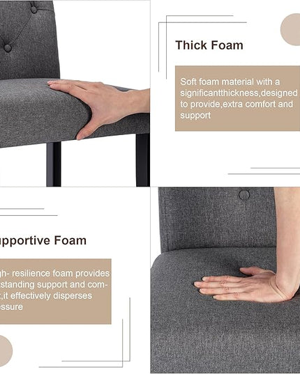 VECELO Upholstered Dining Chairs Set of 4 Modern Fabric and Solid Wood Legs & High Back, Parsons for Kitchen/Living Room-DGRY - LeafyLoom