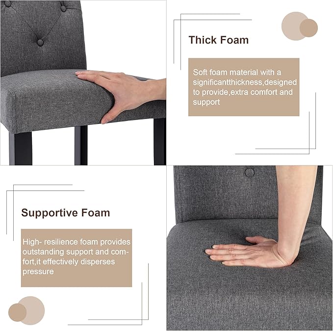 VECELO Upholstered Dining Chairs Set of 4 Modern Fabric and Solid Wood Legs & High Back, Parsons for Kitchen/Living Room-DGRY - LeafyLoom