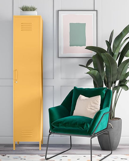 Novogratz Cache Single Metal Locker Storage, Yellow Cabinet - LeafyLoom