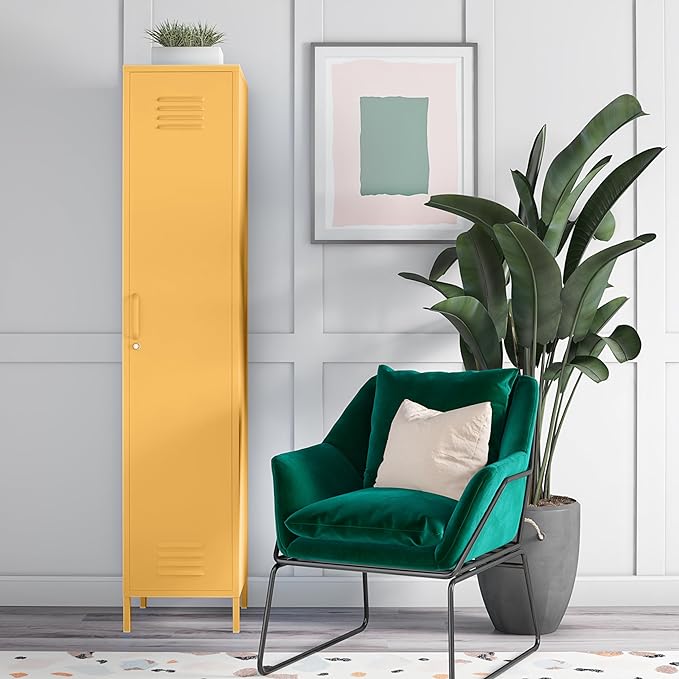 Novogratz Cache Single Metal Locker Storage, Yellow Cabinet - LeafyLoom