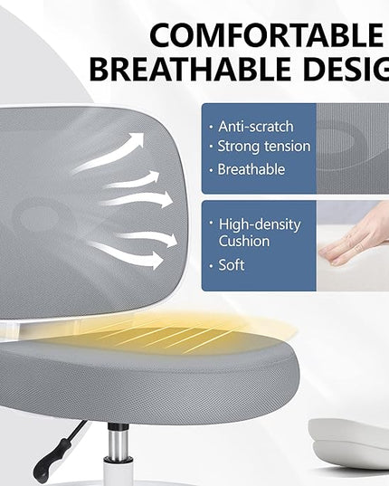Primy Office Drafting Chair Armless, Tall Office Desk Chair Adjustable Height and Footring, Mid-back Ergonomic Standing Desk Chair Mesh Rolling Tall Chair for Art Room, Office or Home(Gray) - LeafyLoom