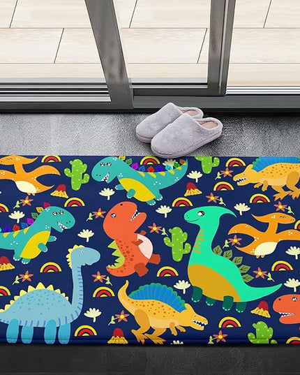 Dinosaur Carpet for Boys Room Dinosaurs Area Rugs Cute Dinosaur Cartoon Carpet Kids Rug Boys Room Rug for Kids Playroom Classroom and Livingroom,Blue 2'×3' - LeafyLoom