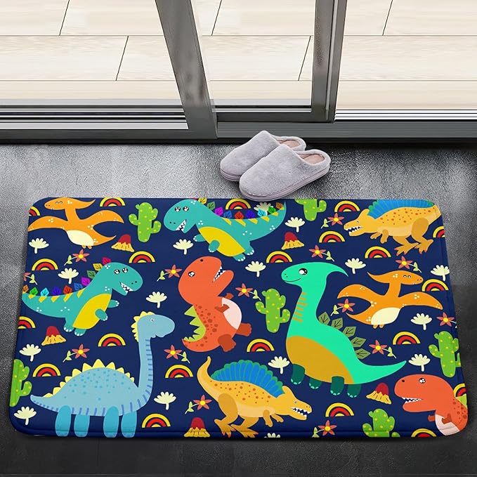 Dinosaur Carpet for Boys Room Dinosaurs Area Rugs Cute Dinosaur Cartoon Carpet Kids Rug Boys Room Rug for Kids Playroom Classroom and Livingroom,Blue 2'×3' - LeafyLoom