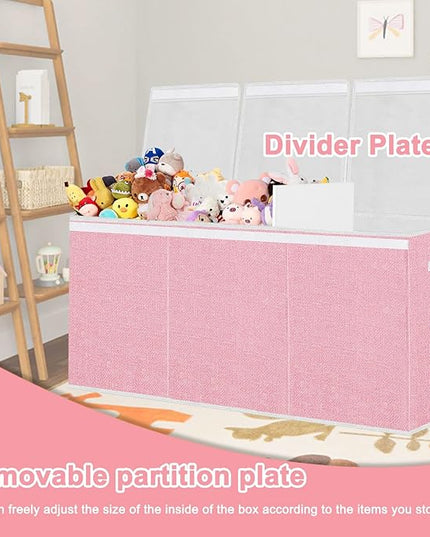 Toy Storage for Girls - Extra Large Kids Toy Box Chest,Collapsible Toy Organizers and Storage for Nursery,Playroom,Office 35.8"x12.6"x16"(Pink) - LeafyLoom