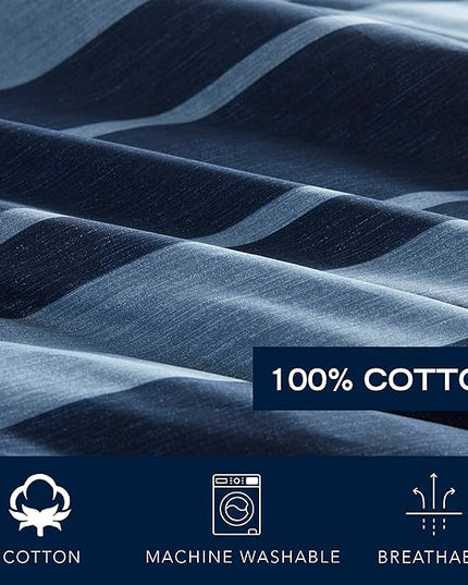 Nautica - Twin Comforter Set, Cotton Reversible Bedding with Matching Sham, Stylish Home Decor, Dorm Room Essentials (Longpoint Blue, Twin/Twin XL) - LeafyLoom