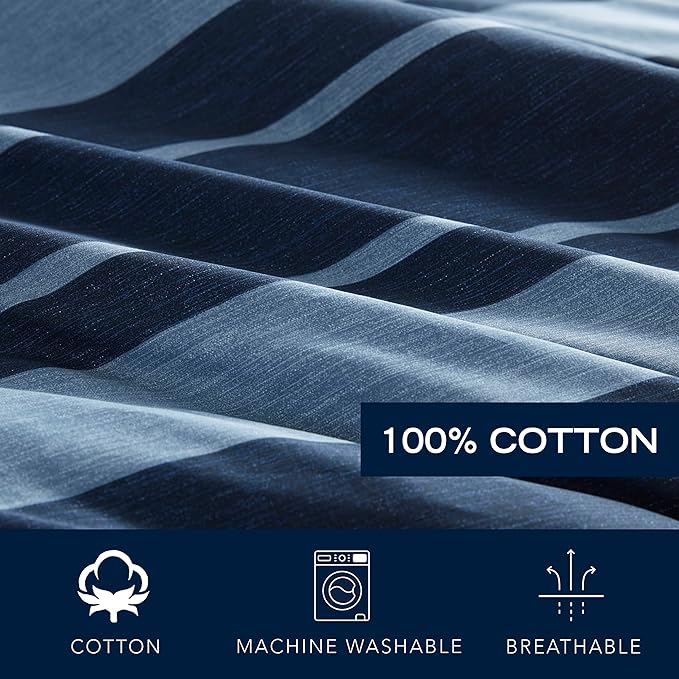 Nautica - Twin Comforter Set, Cotton Reversible Bedding with Matching Sham, Stylish Home Decor, Dorm Room Essentials (Longpoint Blue, Twin/Twin XL) - LeafyLoom