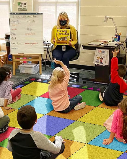 Booooom Jackson Classroom Rug Large Colorful Classroom Carpet with Non-Slip Backing, 10'4''x13' Children's School Seating Rug Elementary - LeafyLoom