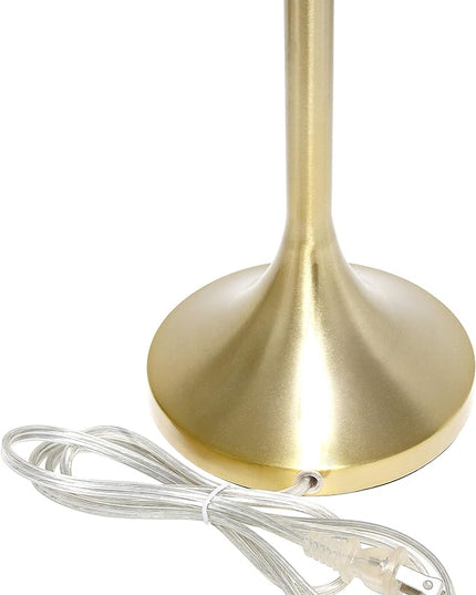 Simple Designs LT1076-GDD Tapered Fabric Drum Shade Table Lamp, Gold and Polka Dot - LeafyLoom