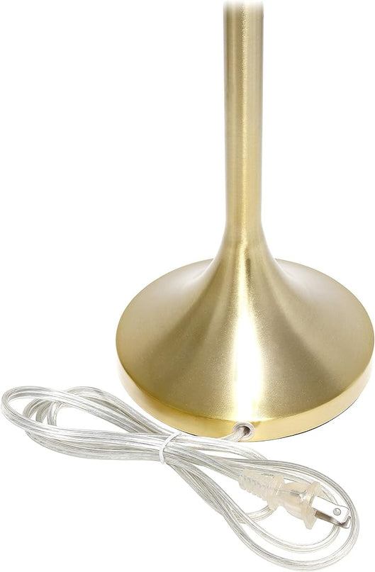 Simple Designs LT1076-GDW Tapered Fabric Drum Shade Table Lamp, Gold and White, 8 x 8 x 21 - LeafyLoom
