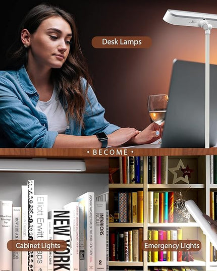 Desk Lamp, Full Dimmable LED, Magnetic, Rechargeable, Eye Caring, 180° Adjustable, USB Charging, LAMP for Home Office, Study Dorm School Students College Gift - LeafyLoom